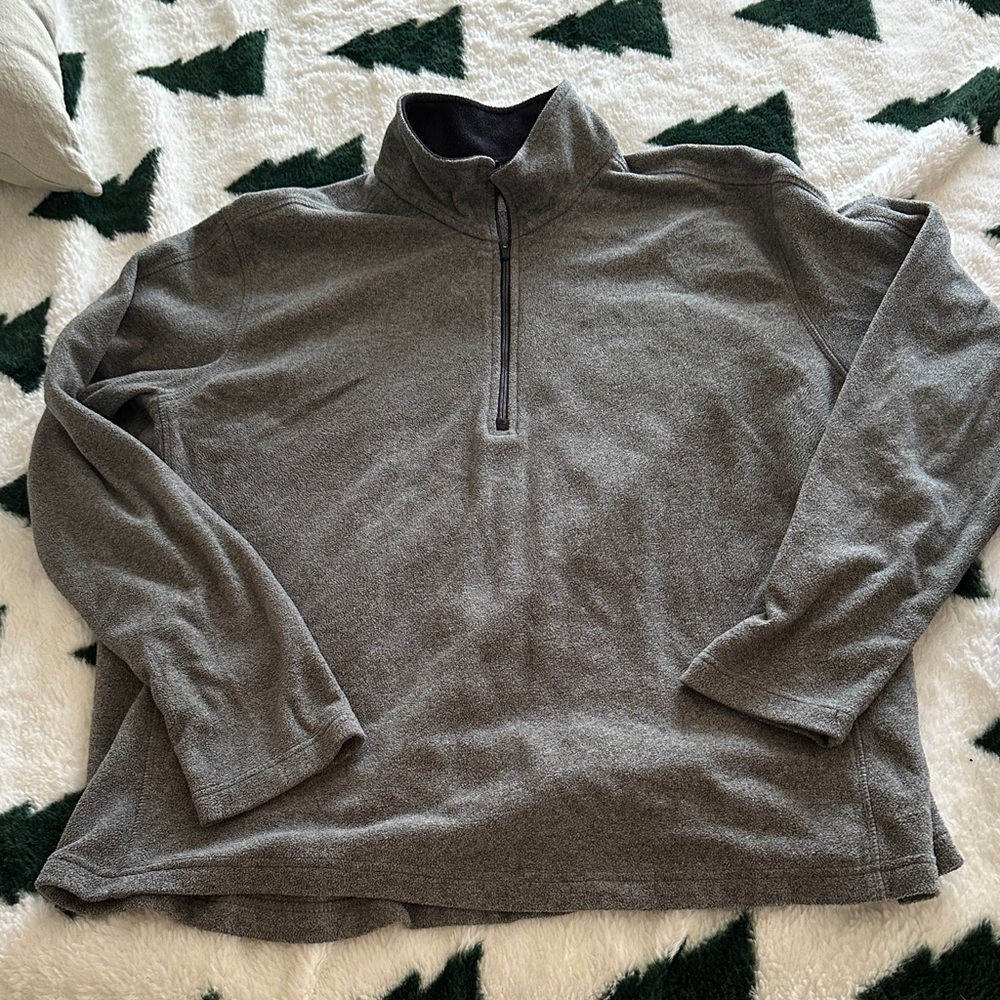 Lands' End Men's Charcoal 1/4 Zip-Up fleece
